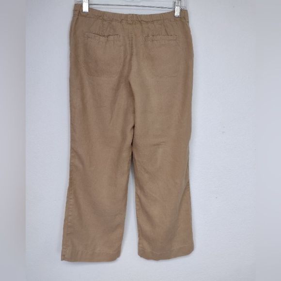 OLD NAVY Pants Linen Tan Cropped Drawstring Zip Front Pants Sz 1 Coastal Summer - Picture 5 of 10